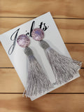 "Ethereal" Tassel Earrings - Soft Grey