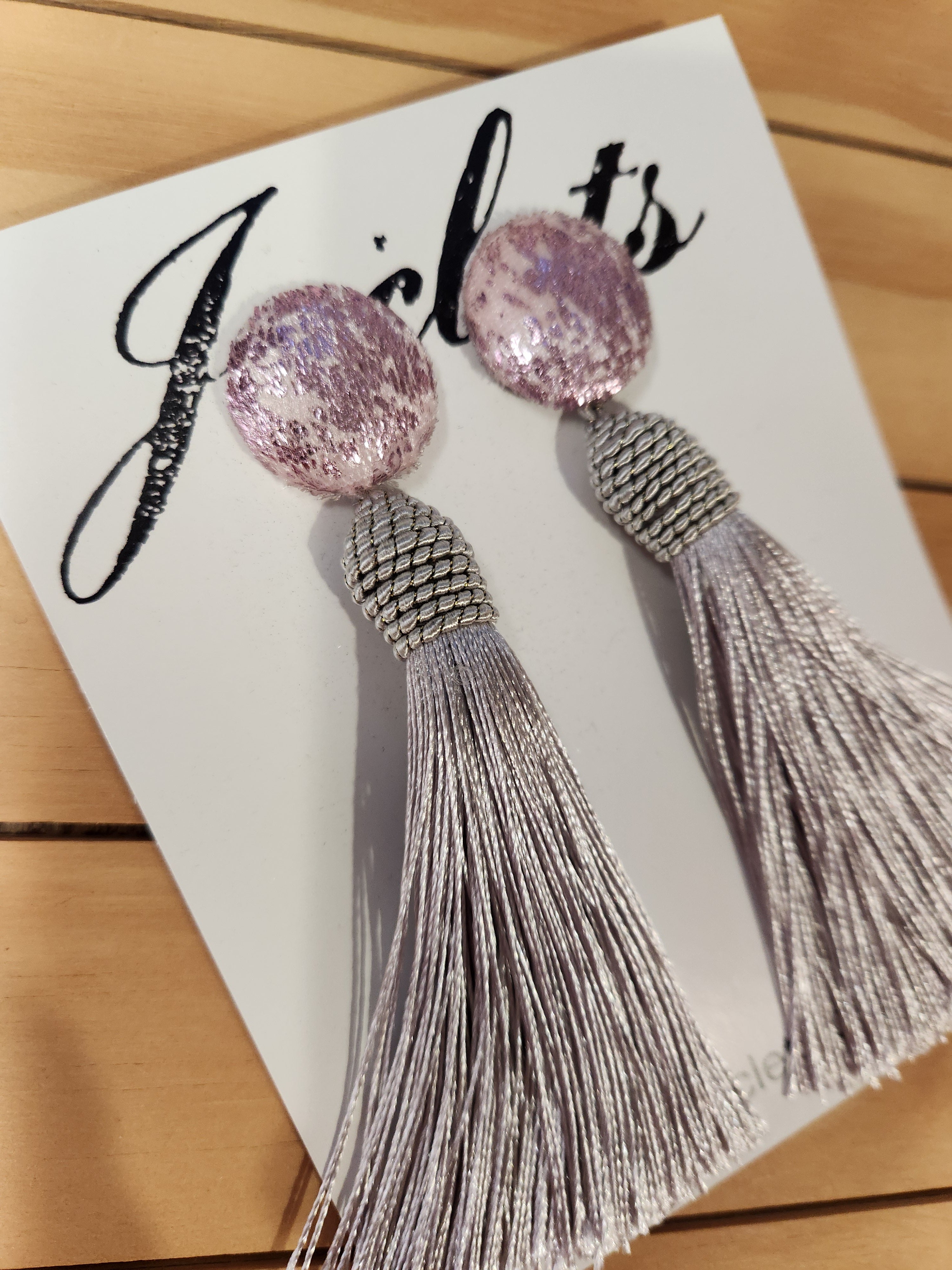 "Ethereal" Tassel Earrings - Soft Grey