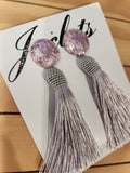 "Ethereal" Tassel Earrings - Soft Grey