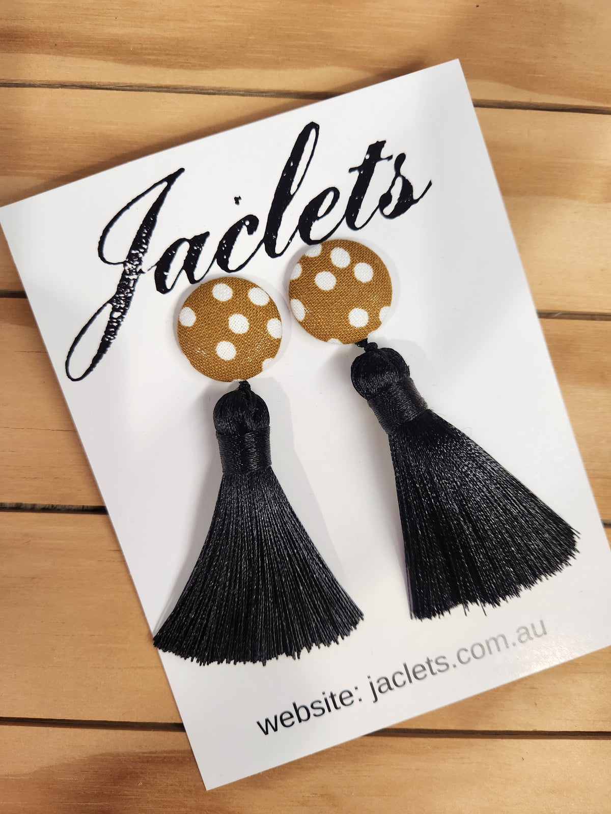 Mustard + White Polkadot Earrings