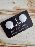 White Iridescent Stud Earrings