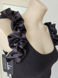 Satin Ruffles top - Black