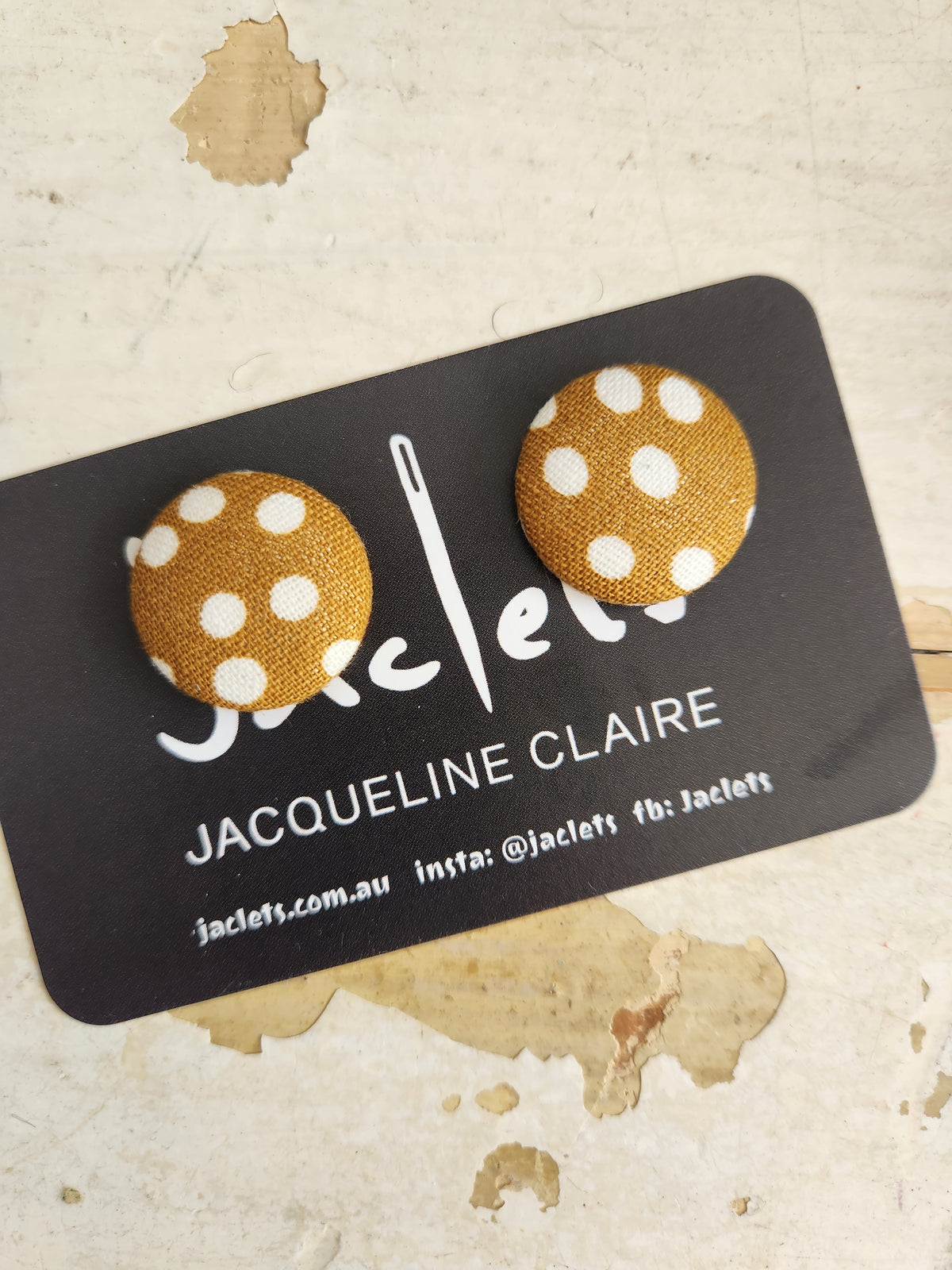 Mustard + White Polkadot Studs