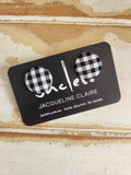 Black + White Check Fabric Studs