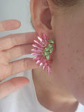 "Angel Wings" Earrings - Pink/Green
