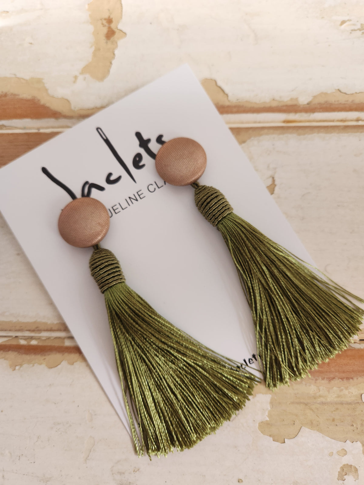"Forest Moss" Tassel Earrings