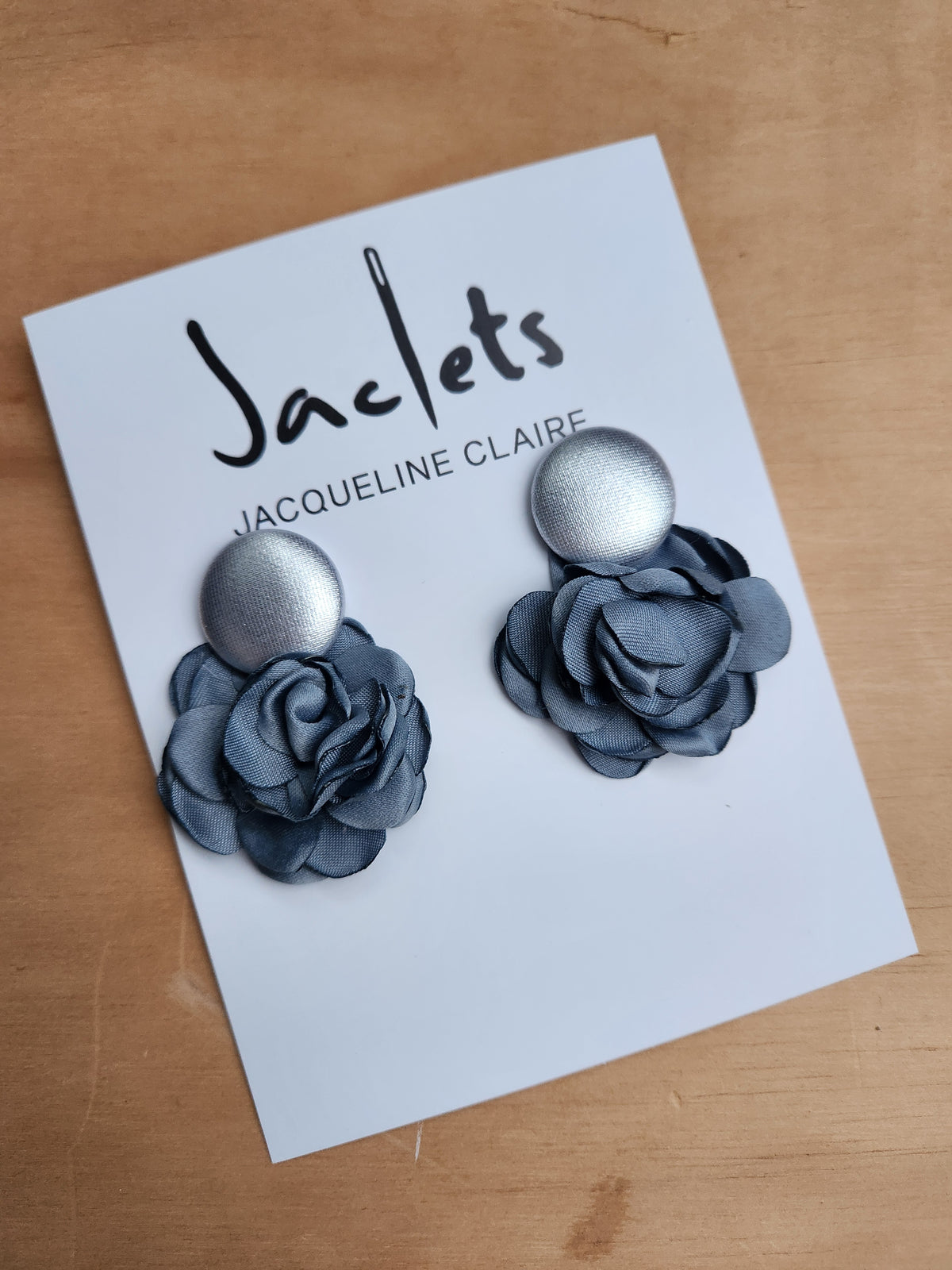 "Parisian" Earrings: Mini - Silver/Smokey Blue
