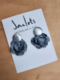 "Parisian" Earrings: Mini - Silver/Smokey Blue