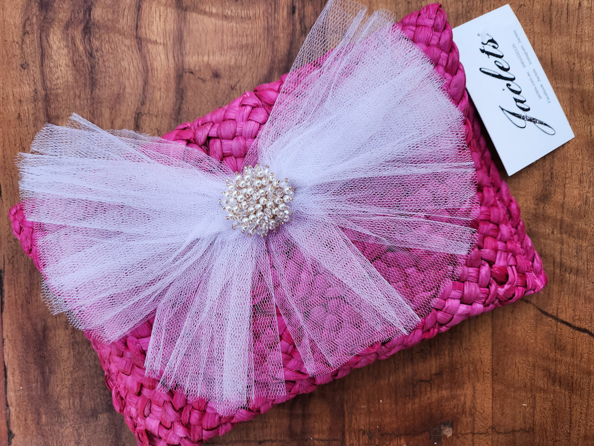 "Tutu Fabulous" Straw Clutch - Pink