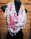 "Miss Madigan" Infinity Wrap - White tassels