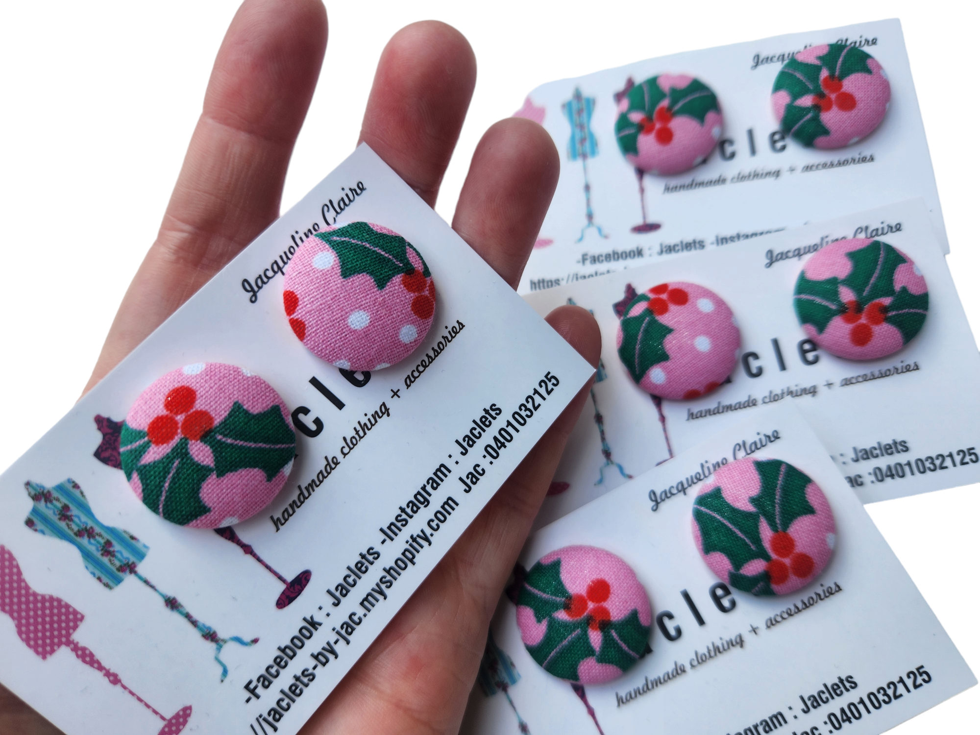 "Pink Holly" Stud Earrings