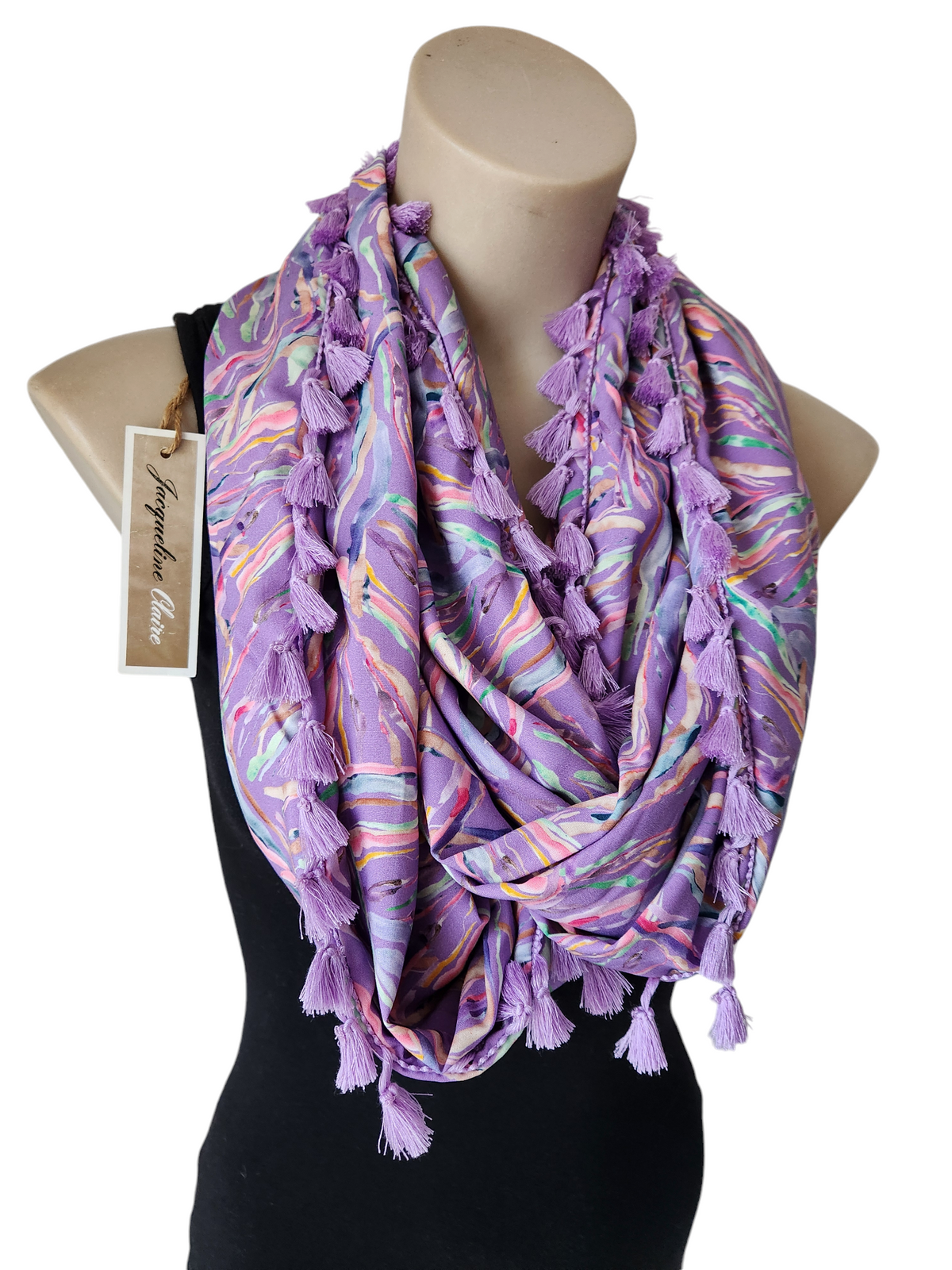 "Zilah" Infinity Wrap - Lilac tassels