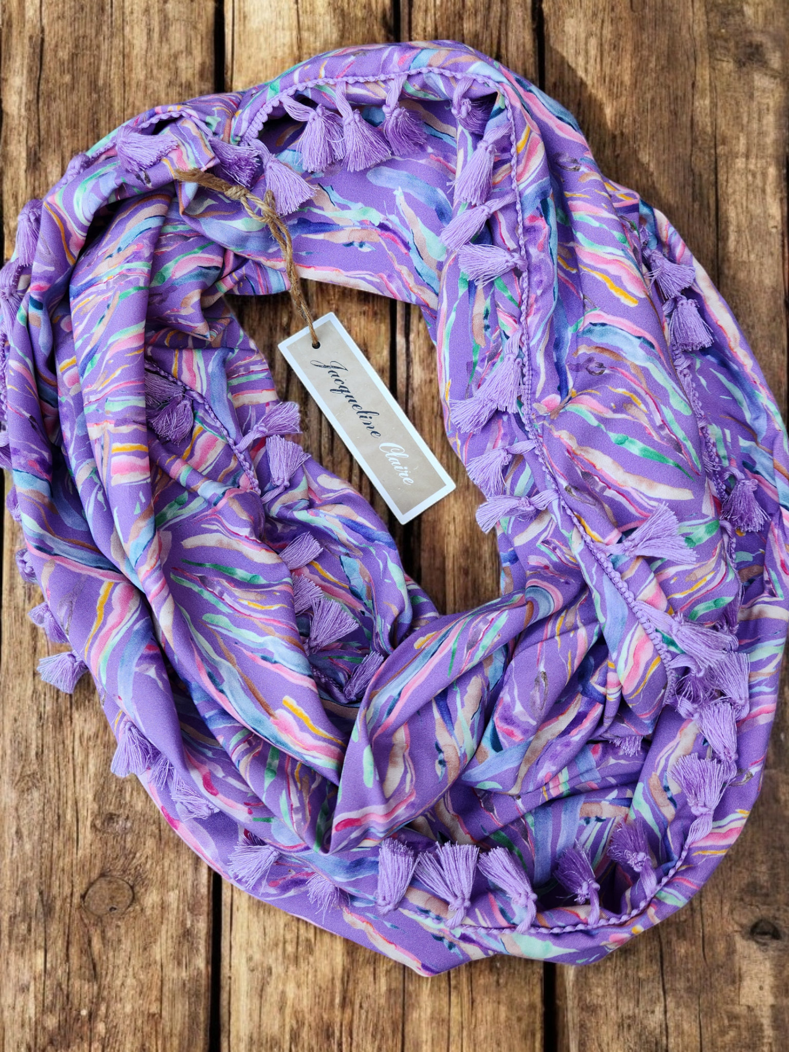 "Zilah" Infinity Wrap - Lilac tassels