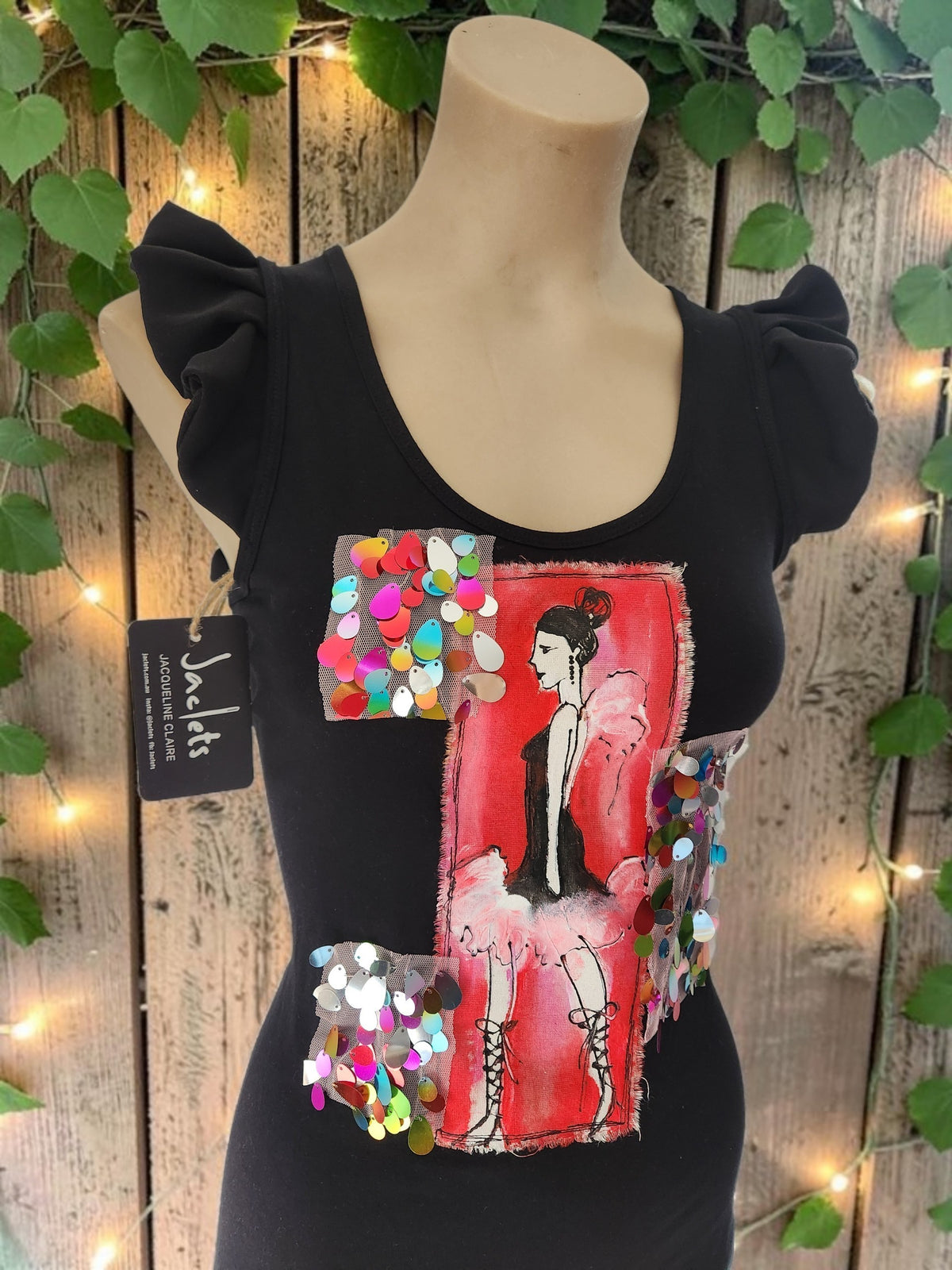 "Rio Carnivali Lady" Top with Sequins - Pink/Red