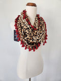 "Zuma" Infinity Wrap - Deep Red tassels