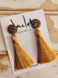 Cheetah + Mustard Tassel Earrings