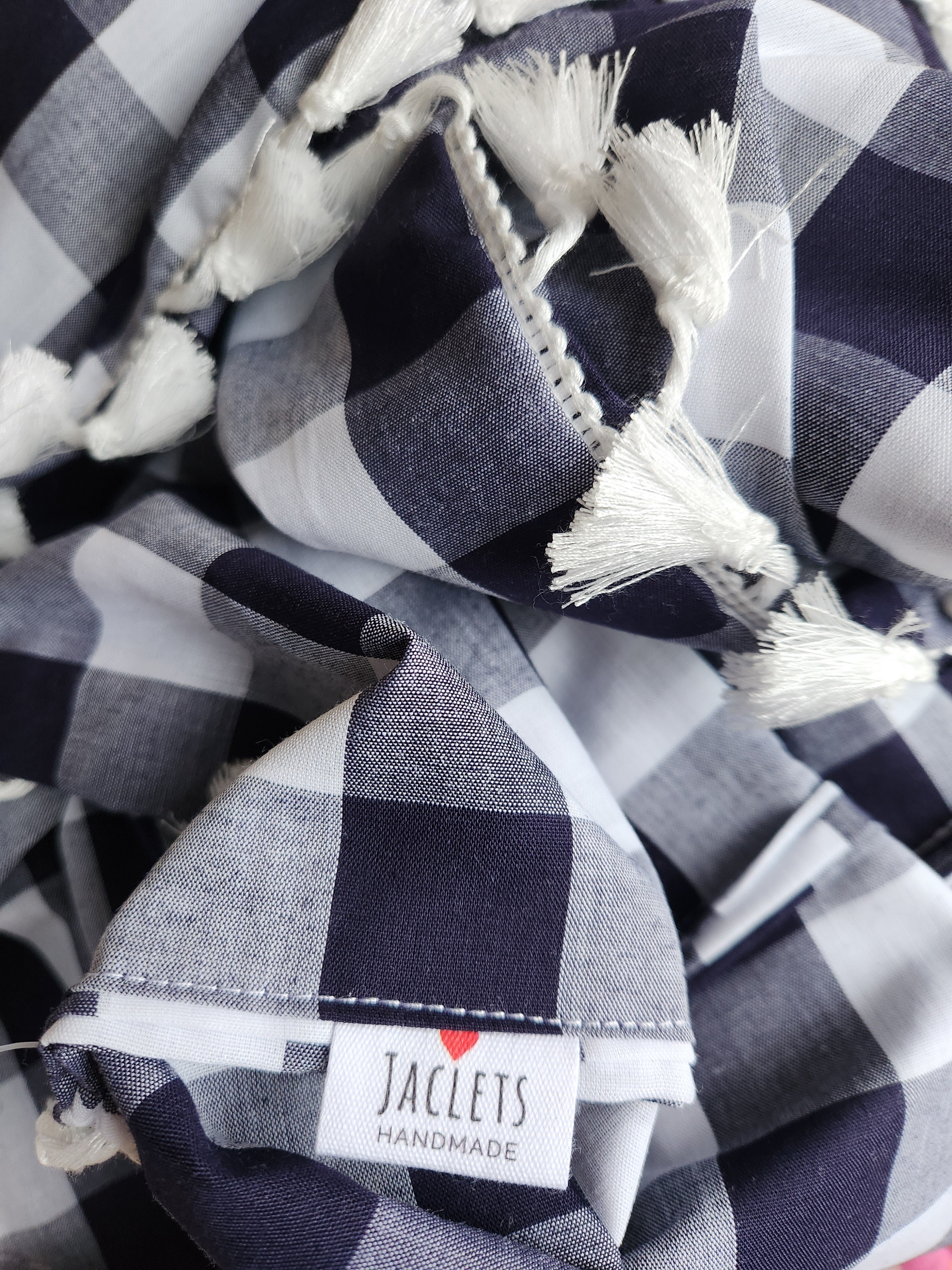 Navy + White Check Infinity Wrap