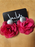 "Blooms" Earrings - Silver/Bright Pink
