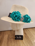 "Maison zrose" Hat: Wide Brim - Beige/Spearmint