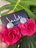 "Blooms" Earrings - Silver/Bright Pink