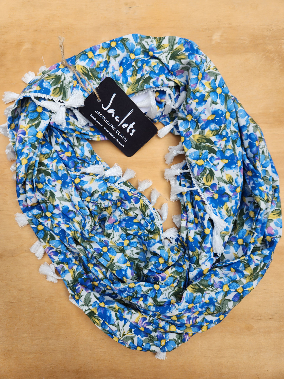 "Phoebe" Infinity Wrap - White tassels