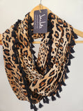 "Zuma" Infinity Wrap - Black tassels