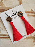 Cheetah + Red Tassel Earrings