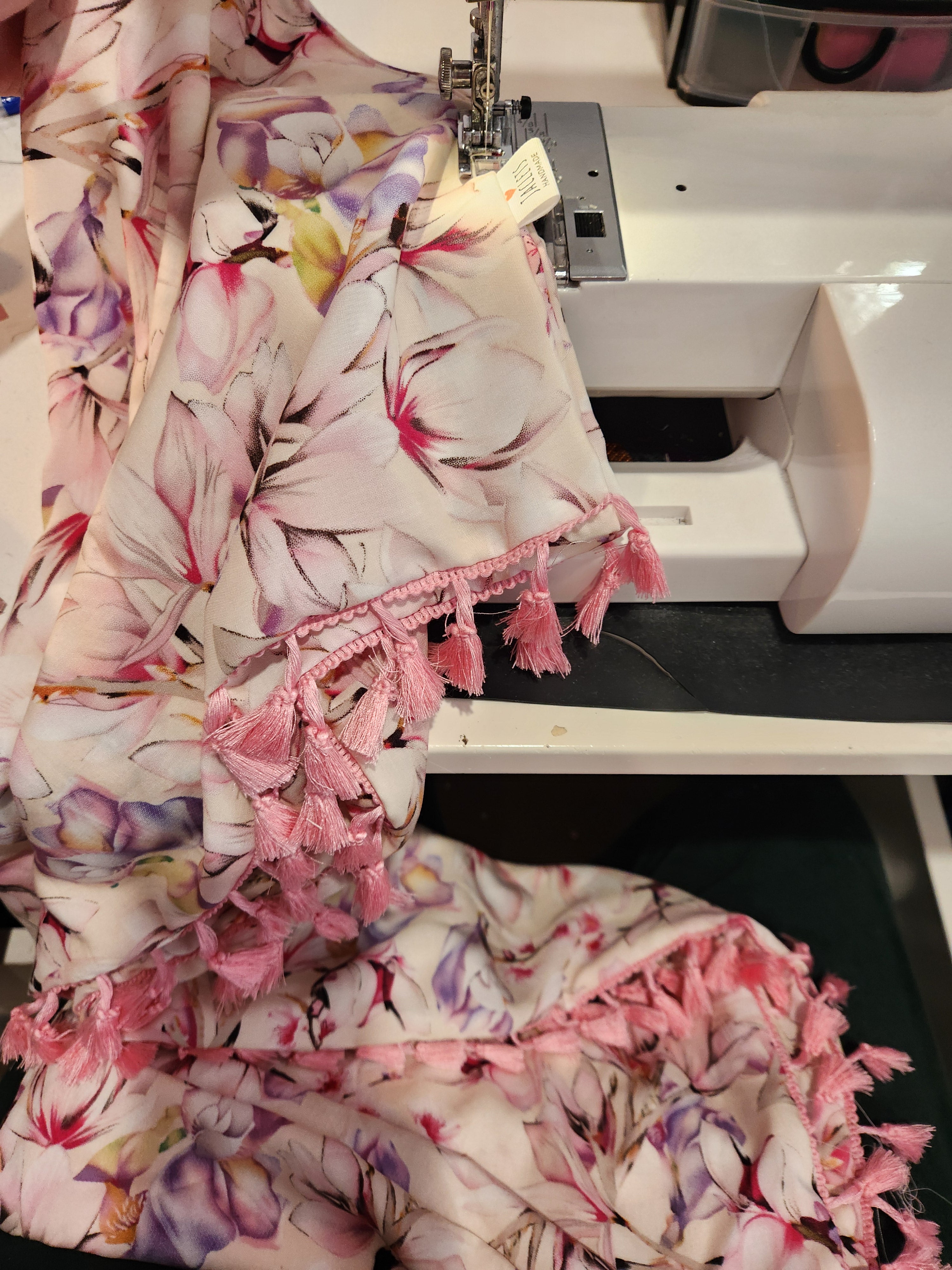 "Ambrosia" Infinity Wrap - Pink tassels