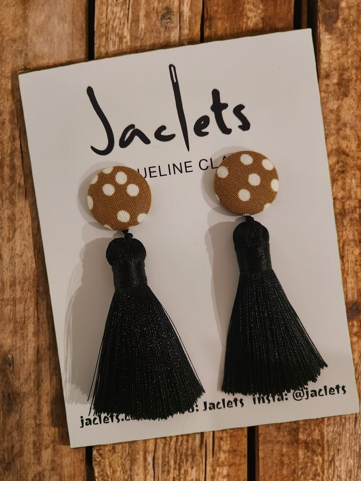 Mustard + White Polkadot Earrings