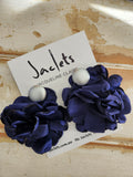 "French Petals" Earrings - Navy/Silver