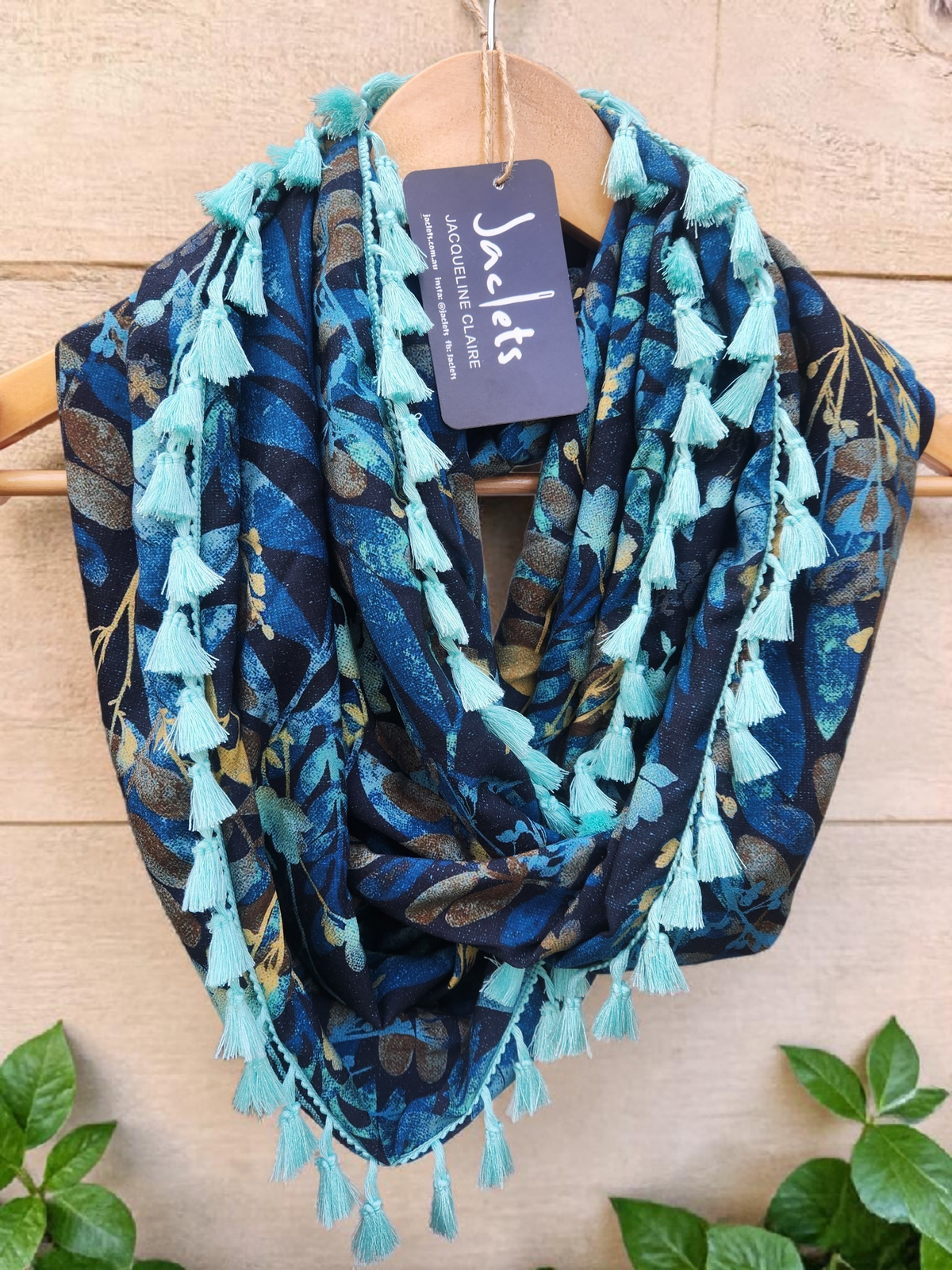 "Carrington" Infinity Wrap - Spearmint tassels