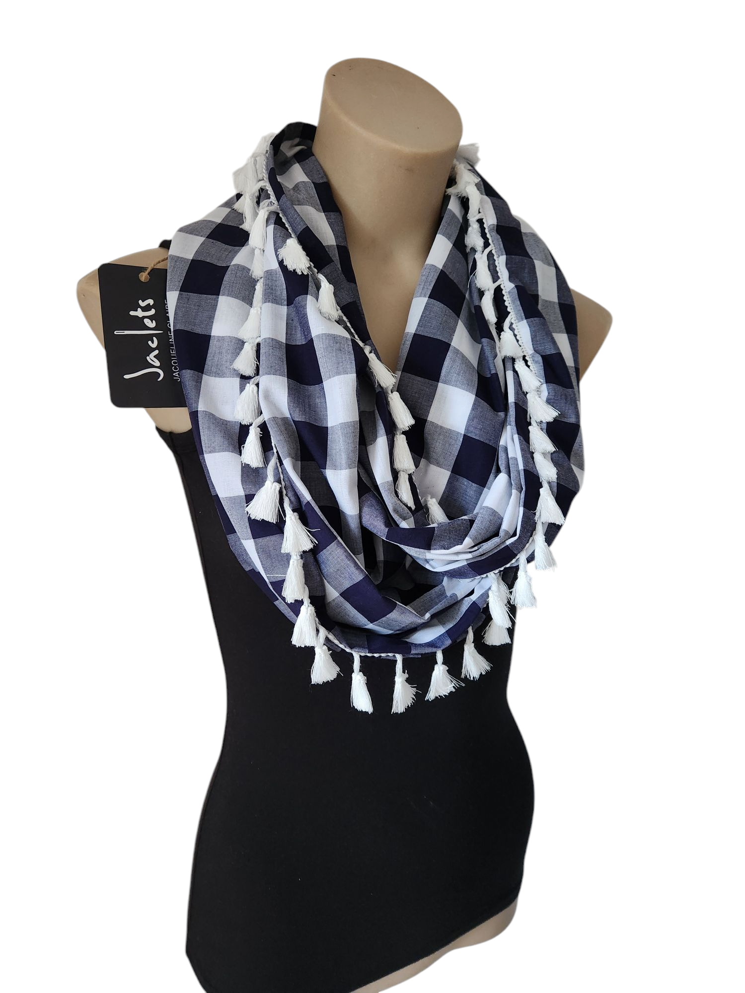Navy + White Check Infinity Wrap