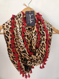 "Zuma" Infinity Wrap - Deep Red tassels