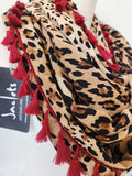 "Zuma" Infinity Wrap - Deep Red tassels