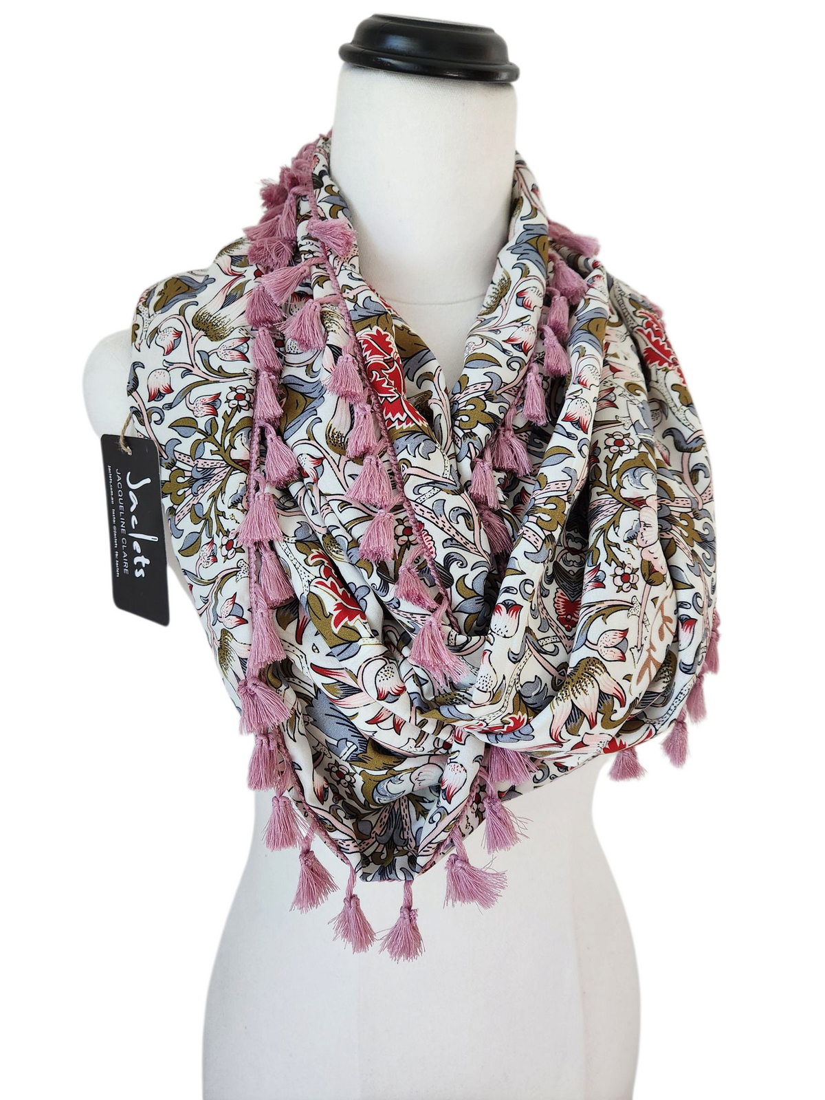 "Gypsey" Infinity Wrap - Dusky Mauve-Pink tassels