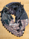 "Bettina" Infinity Wrap - Black tassels