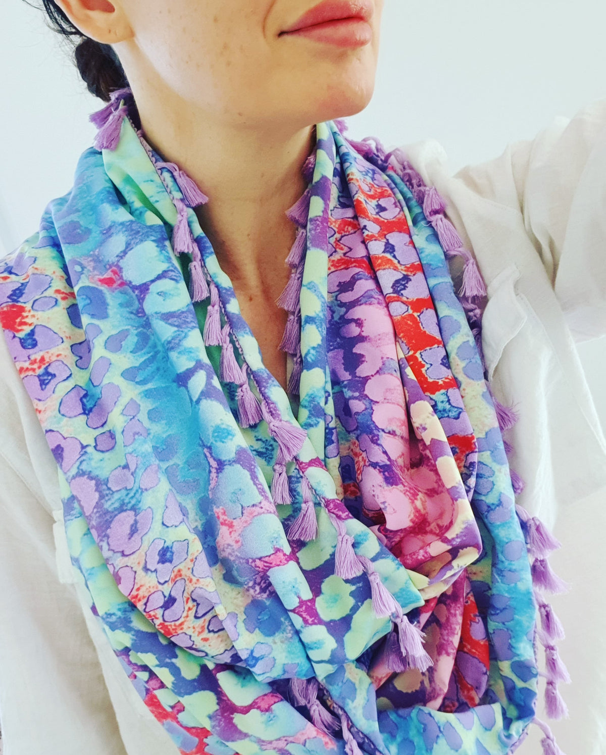 "Leolah" Infinity Wrap - Lilac tassels