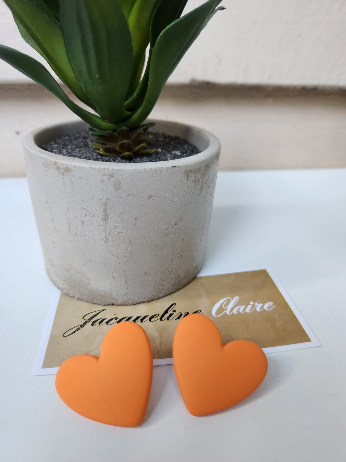 "Love Always" Heart Earrings - Orange