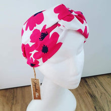 Luxe Turbana Headband "Poppies" - Pink + Navy