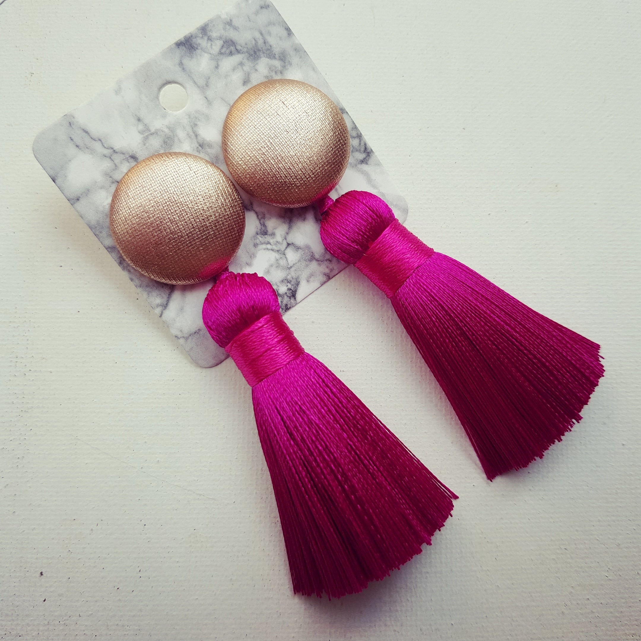 "Claudia" Fuchsia Tassel Earrings