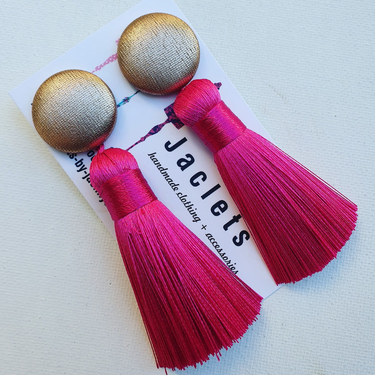 "Claudia" Fuchsia Tassel Earrings