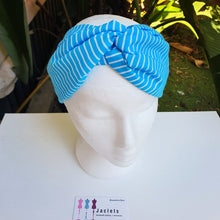 Luxe Turbana Headband - Aqua + White Stripe