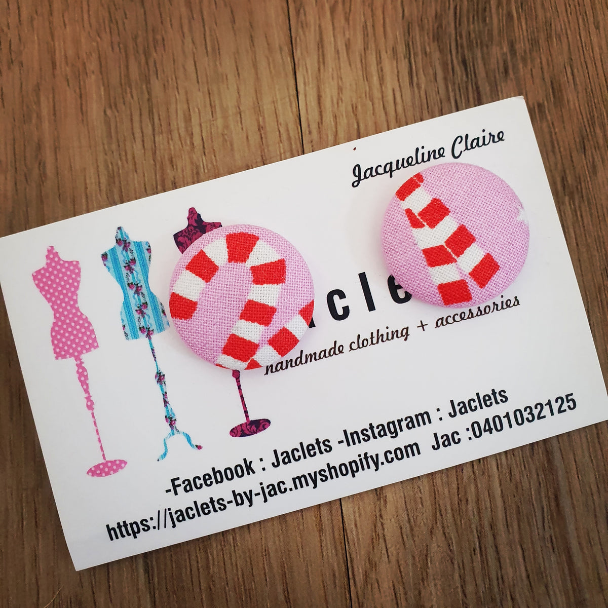 Pink "Candy pole" fabric studs