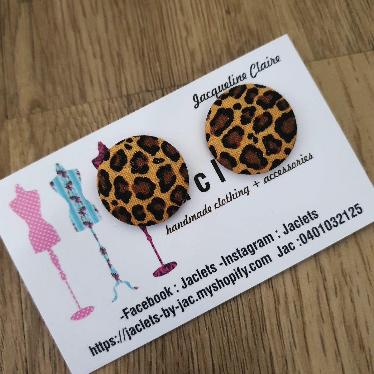 "Cheetah" Fabric Studs