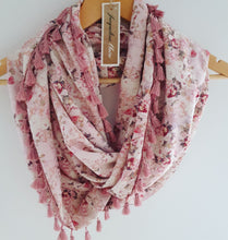 "Edithe" Infinity Wrap - dusky pink tassels