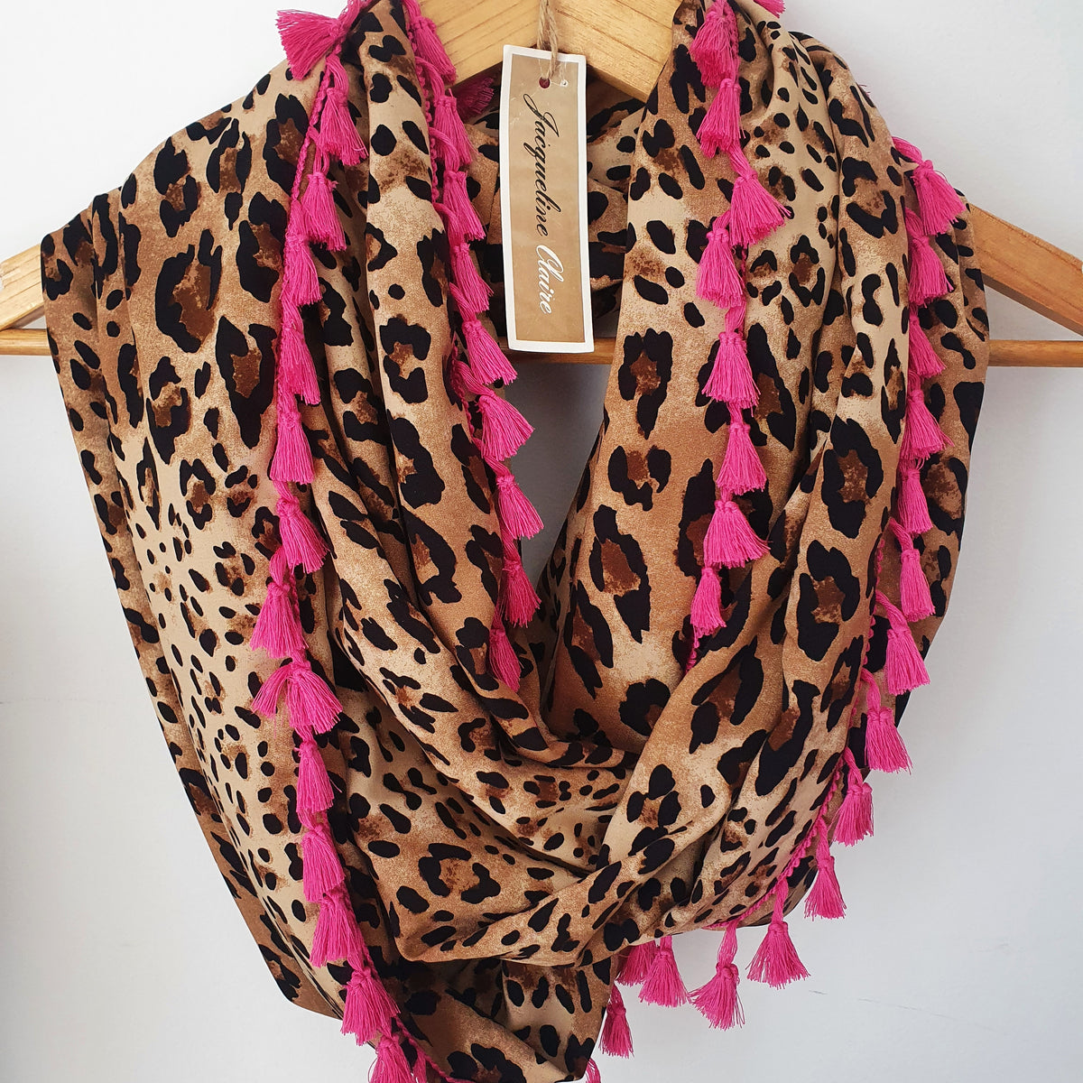 "Zuma" Infinity Wrap - Bright pink tassels