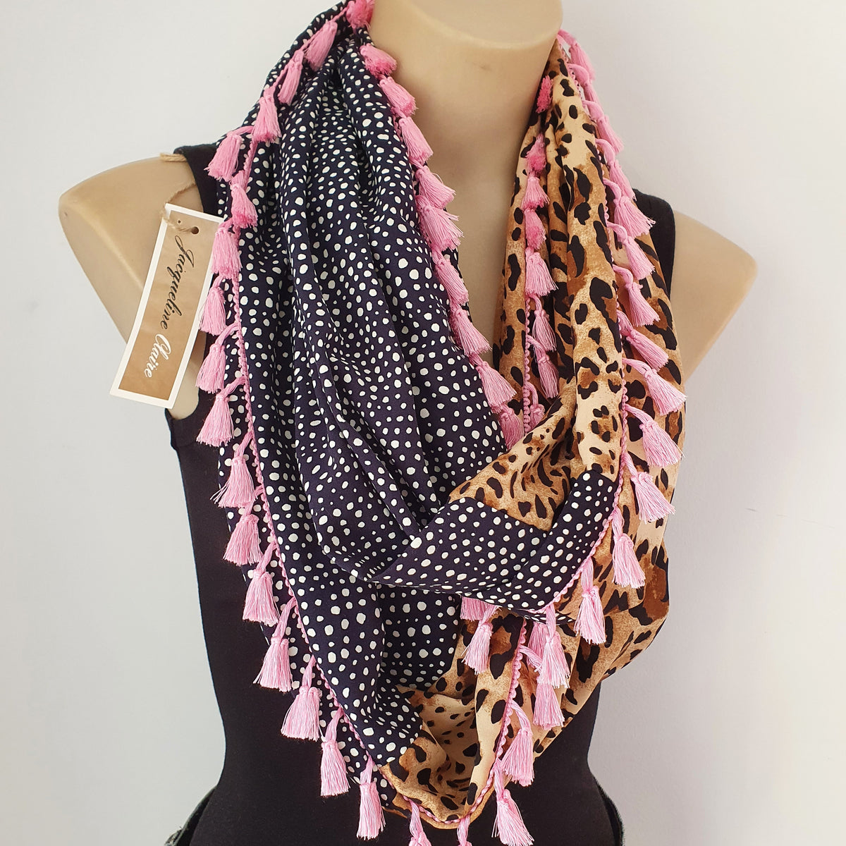 "Bronx"  Infinity Wrap - Pink tassels