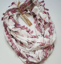 "Orchids" Infinity Wrap - dusky pink tassels